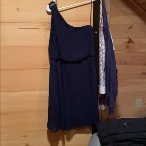 Navy blue one shoulder mini dress
